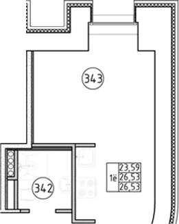 Планировка: Студия 28,7 м² в ЖК «Апарт-отель Фомин»