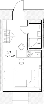 Планировка: Студия 17,6 м² в ЖК «Апарт-отель 3* в Петровском пер., 4»