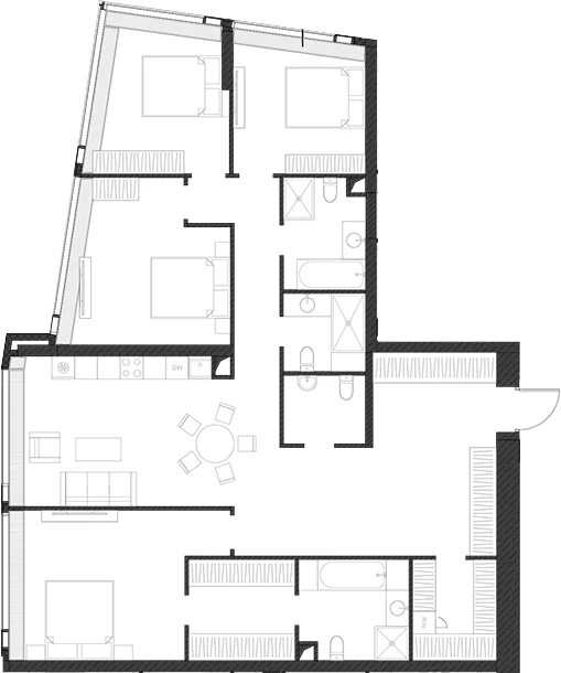 Планировка: Квартира 158,7 м² в ЖК «Дом Дау»