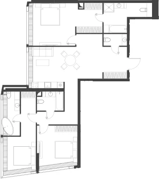 Планировка: Квартира 123,1 м² в ЖК «Дом Дау»