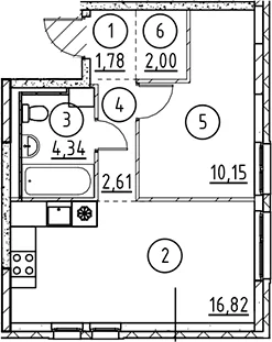 Планировка: Евродвушка 37,7 м² в ЖК «Невская Долина»