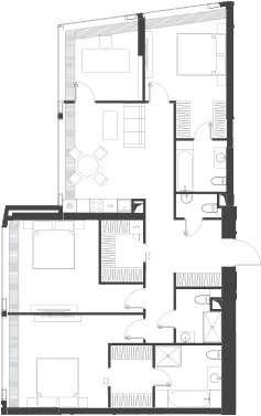 Планировка: Квартира 129,7 м² в ЖК «Дом Дау»