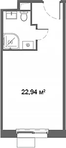 Планировка: Студия 22,9 м² в ЖК «Ситимикс»