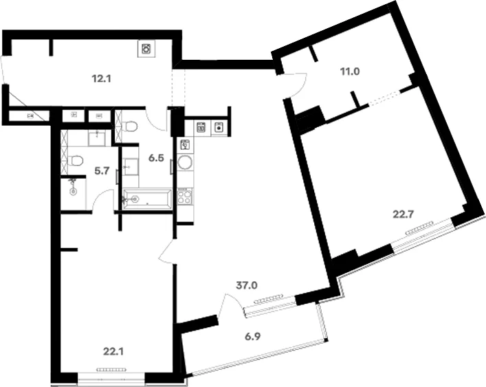 Планировка: Квартира 120 м² в ЖК «RIVER HOUSE Щелково»