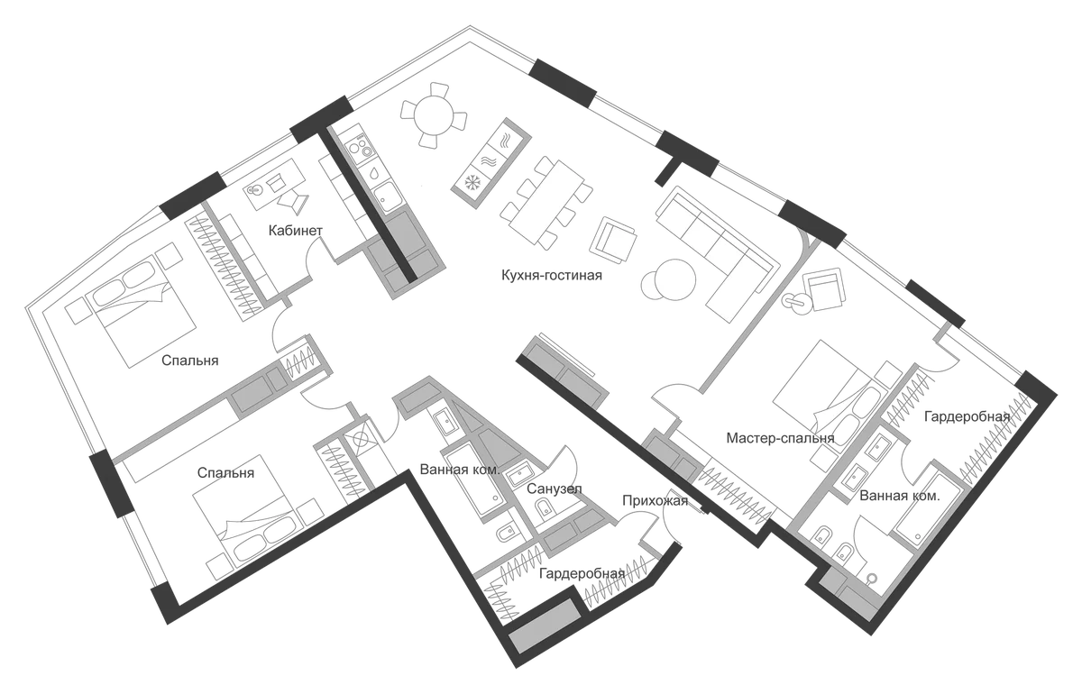 Планировка: Квартира 174,2 м² в ЖК «Дом Чкалов»