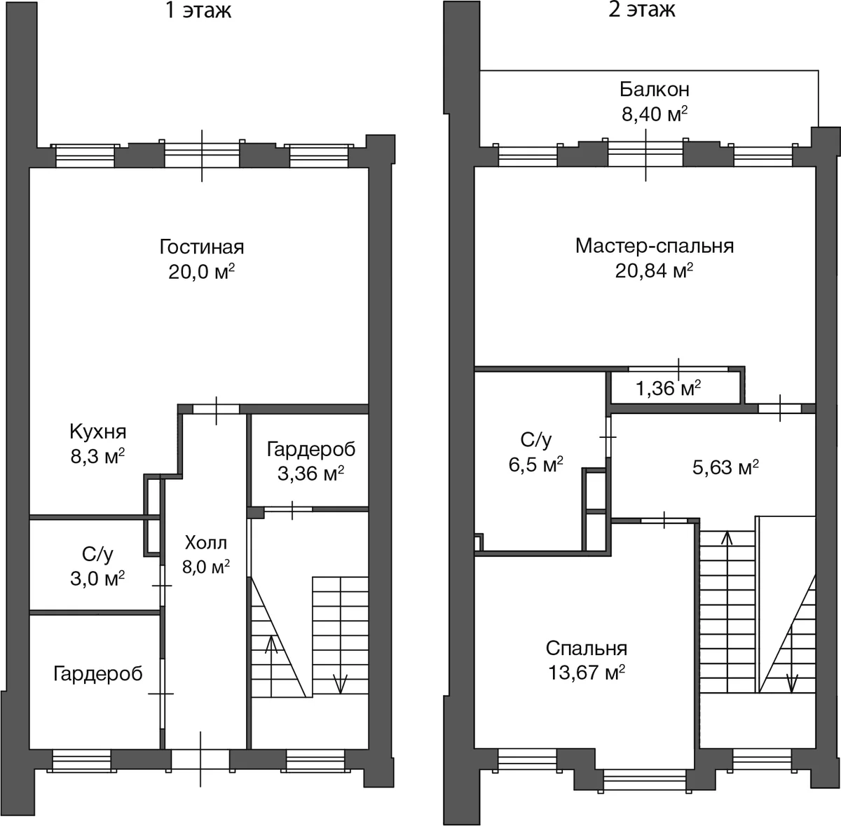 Планировка: Таунхаус 100,6 м² в ЖК «Ново-Никольское»