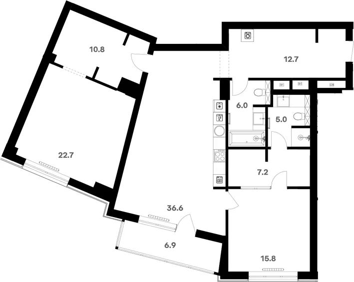Планировка: Квартира 120,1 м² в ЖК «RIVER HOUSE Щелково»
