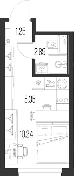 Планировка: Студия 19,7 м² в ЖК «Новая земля»