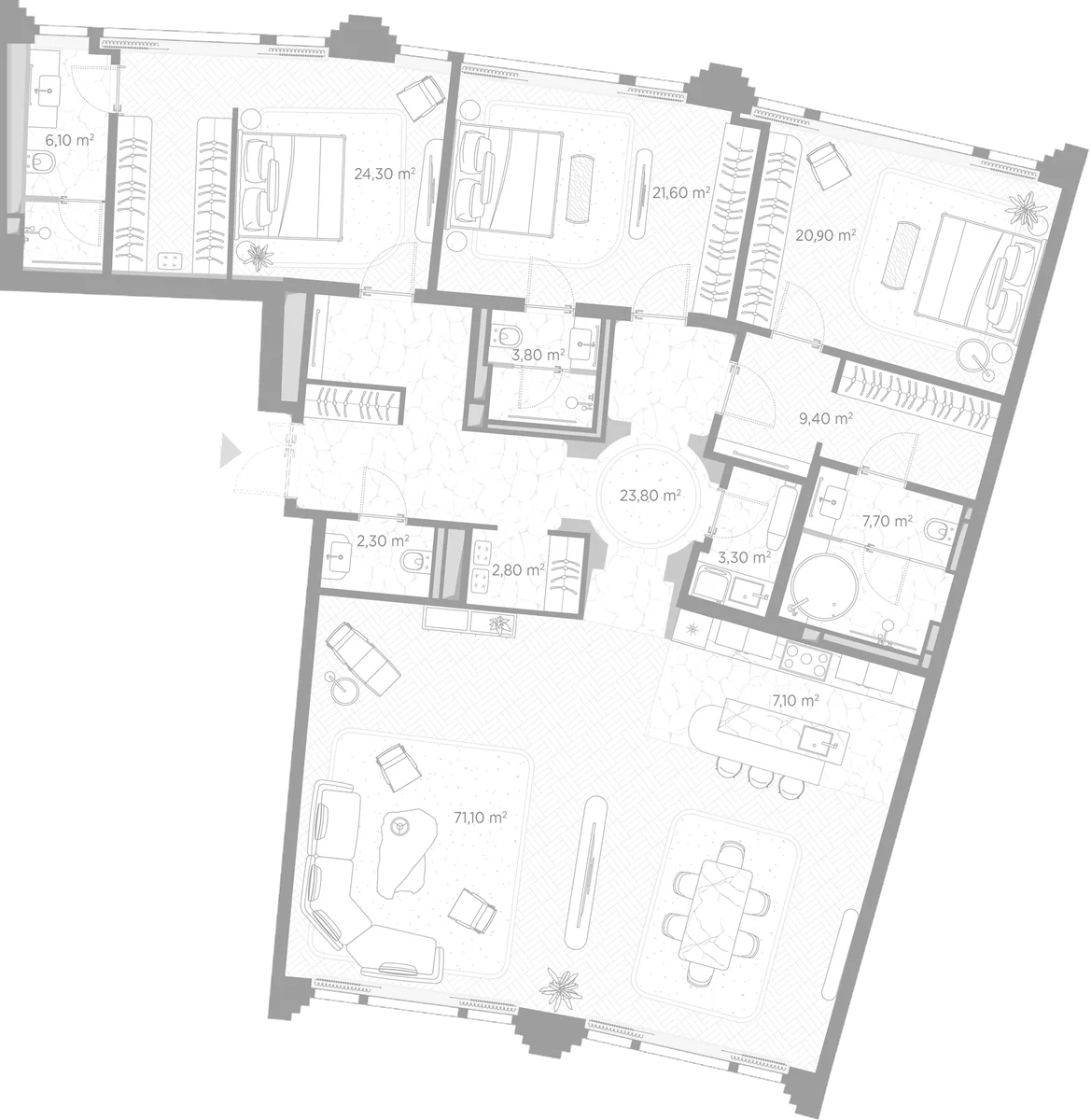 Планировка: Квартира евро-4 204,2 м² в ЖК «Николь»