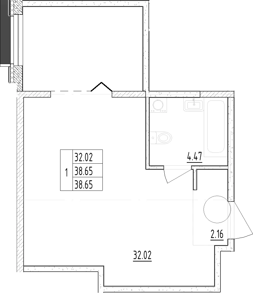 Планировка: Студия 39,9 м² в ЖК «Зум Черная Речка»