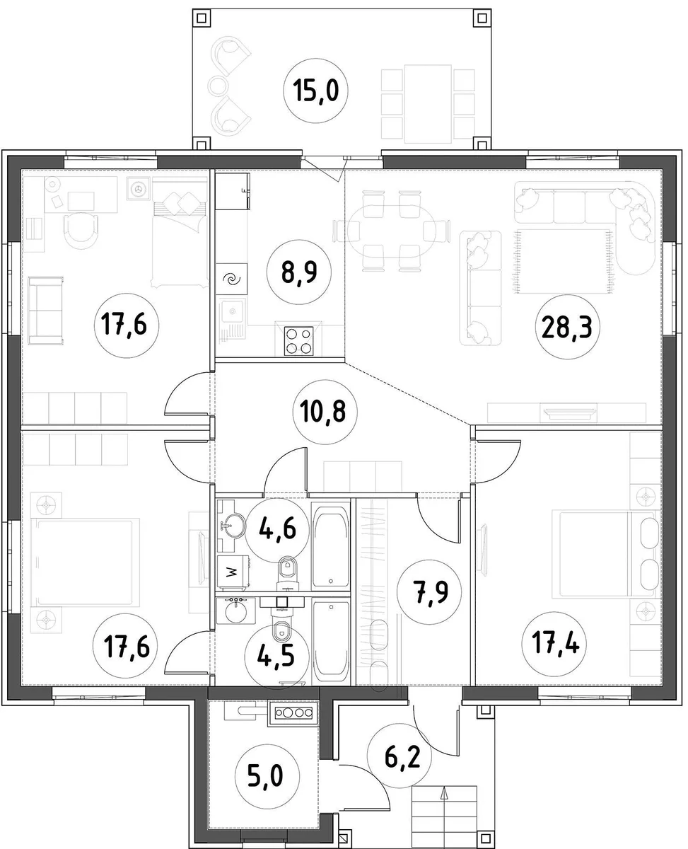 Планировка: Коттедж 130,7 м² в ЖК «Коттеджный поселок Скопино-Шуйское»