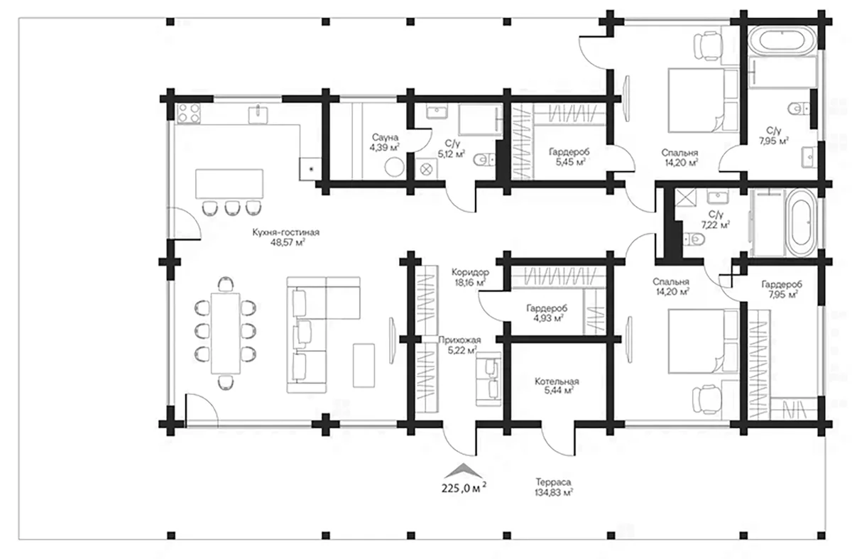 Планировка: Коттедж 157,6 м² в ЖК «Коттеджный поселок Вырица Кантри Клаб»