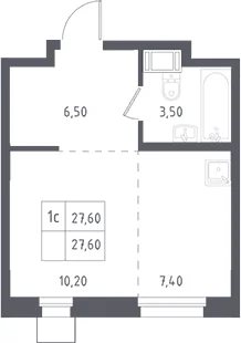 Планировка: Студия 27,6 м² в ЖК «Люберцы»