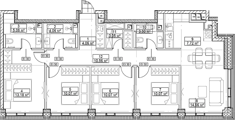 Планировка: Квартира евро-5 96,1 м² в ЖК «Сити Бэй»
