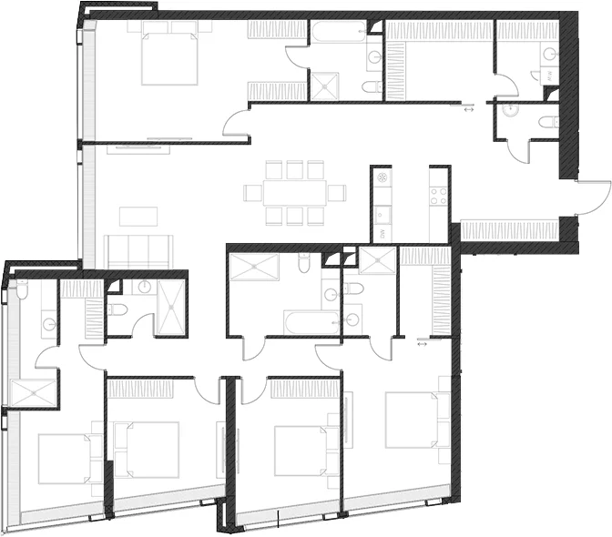 Планировка: Квартира 218,3 м² в ЖК «Дом Дау»
