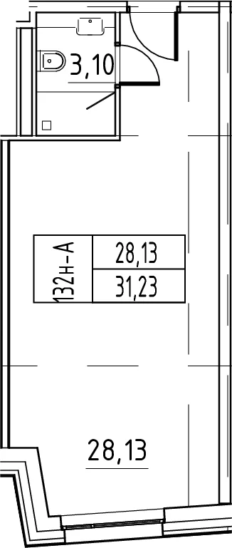 Планировка: Студия 31,2 м² в ЖК «ЙЕС Лидер»