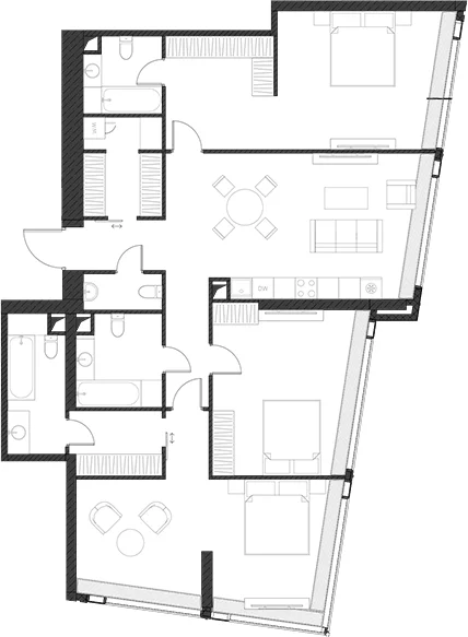 Планировка: Квартира 141,9 м² в ЖК «Дом Дау»