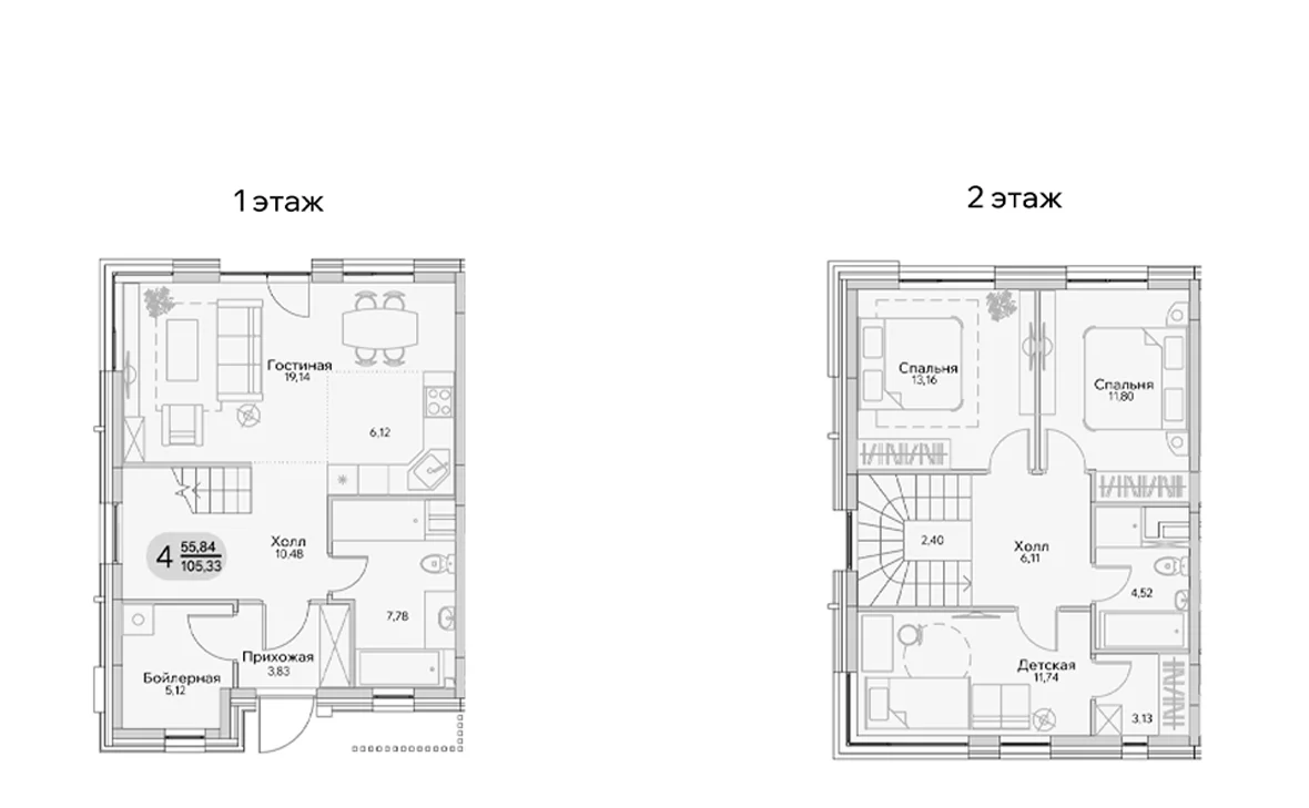 Планировка: Таунхаус 105,3 м² в ЖК «Эко-парк Троицкое»