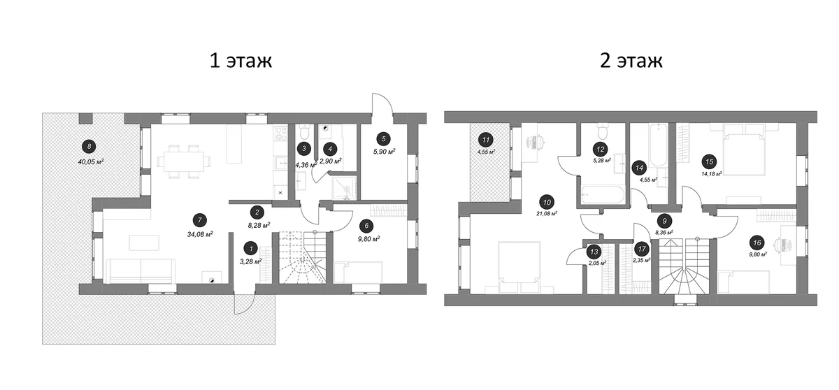 Планировка: Коттедж 152,7 м² в ЖК «Коттеджный поселок ВотерЛайн. ПриорДорСтрой»
