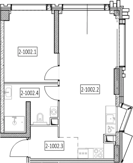Планировка: Евродвушка 51,6 м² в ЖК «Айс Тауэрс»