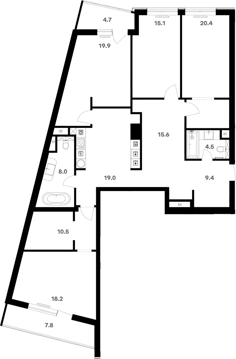 Планировка: Квартира 143,5 м² в ЖК «RIVER HOUSE Щелково»