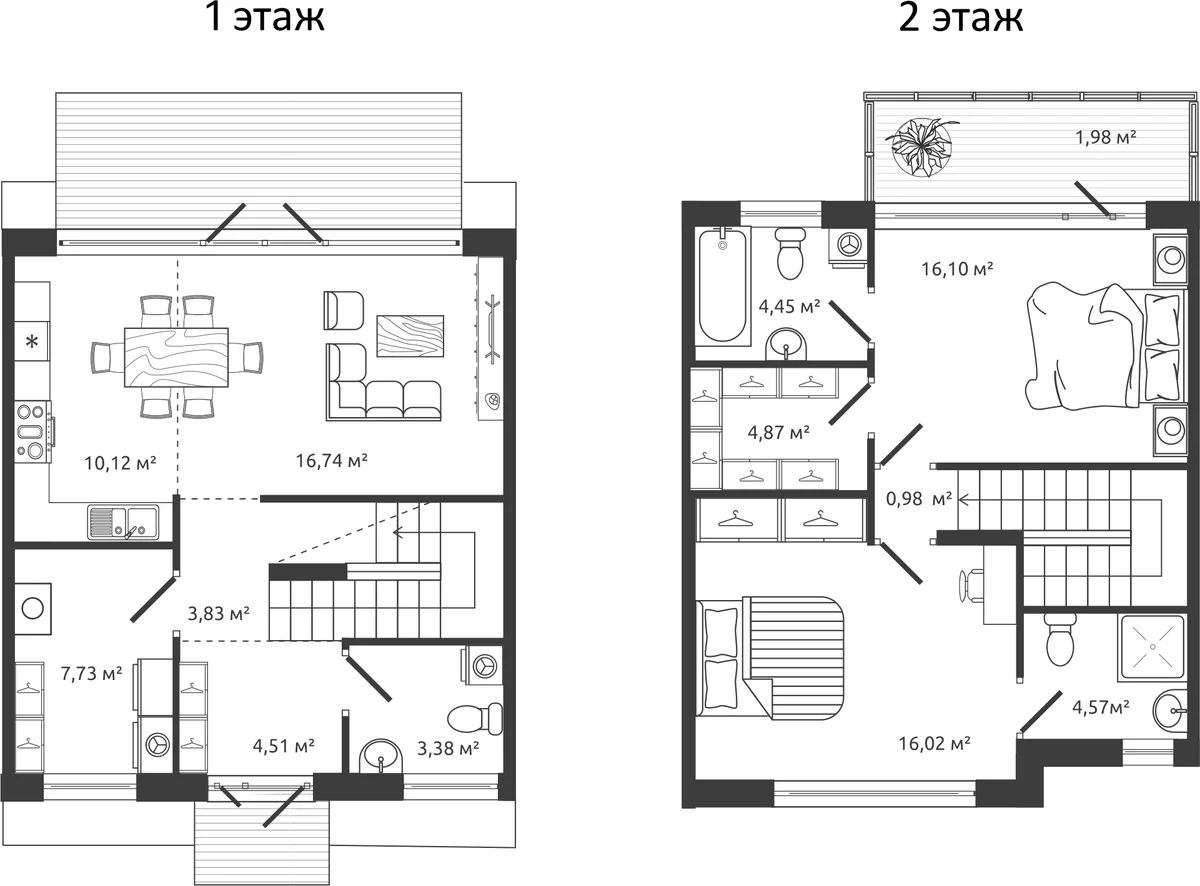 Планировка: Таунхаус 93,3 м² в ЖК «Коттеджный поселок Моменты.Репино»