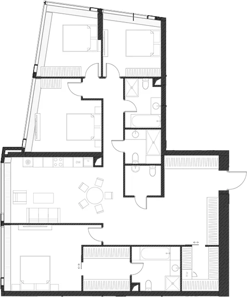 Планировка: Квартира 158,7 м² в ЖК «Дом Дау»