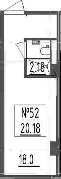 Планировка: Студия 20,2 м² в ЖК «Зум Черная Речка»