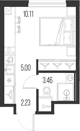 Планировка: Студия 20,8 м² в ЖК «Новая земля»