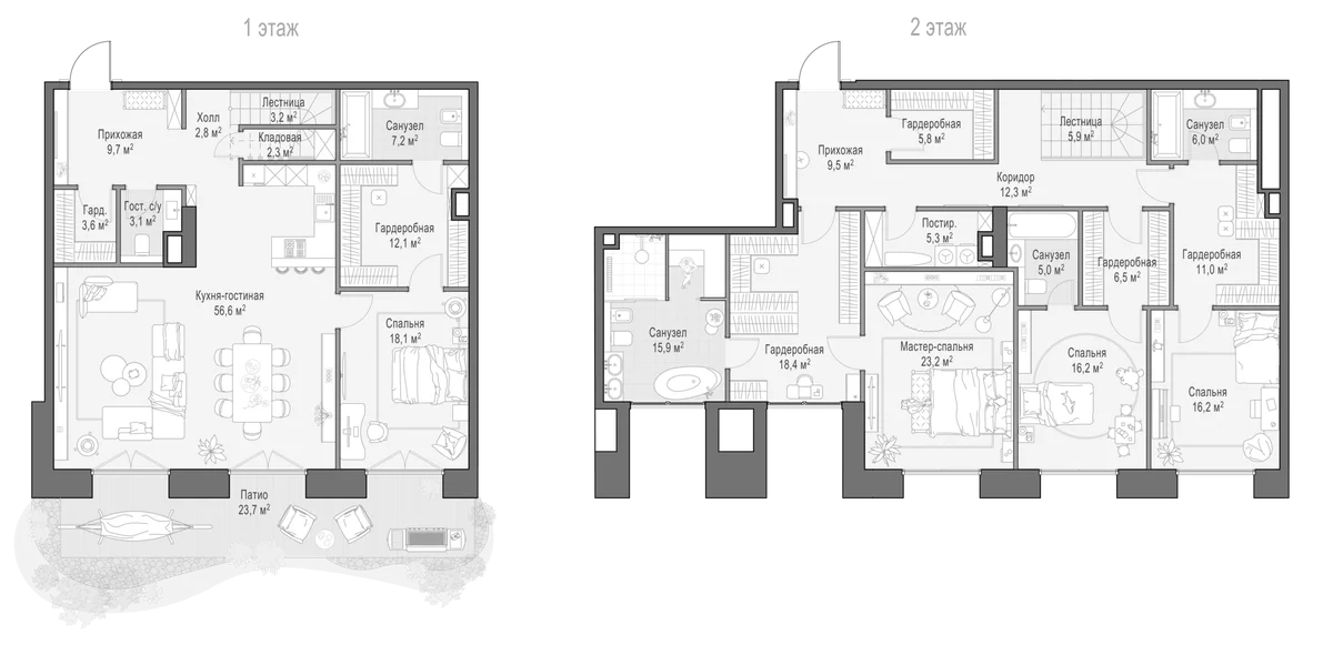 Планировка: Квартира евро-5 273,6 м² в ЖК «Клубный квартал Фрунзенский»