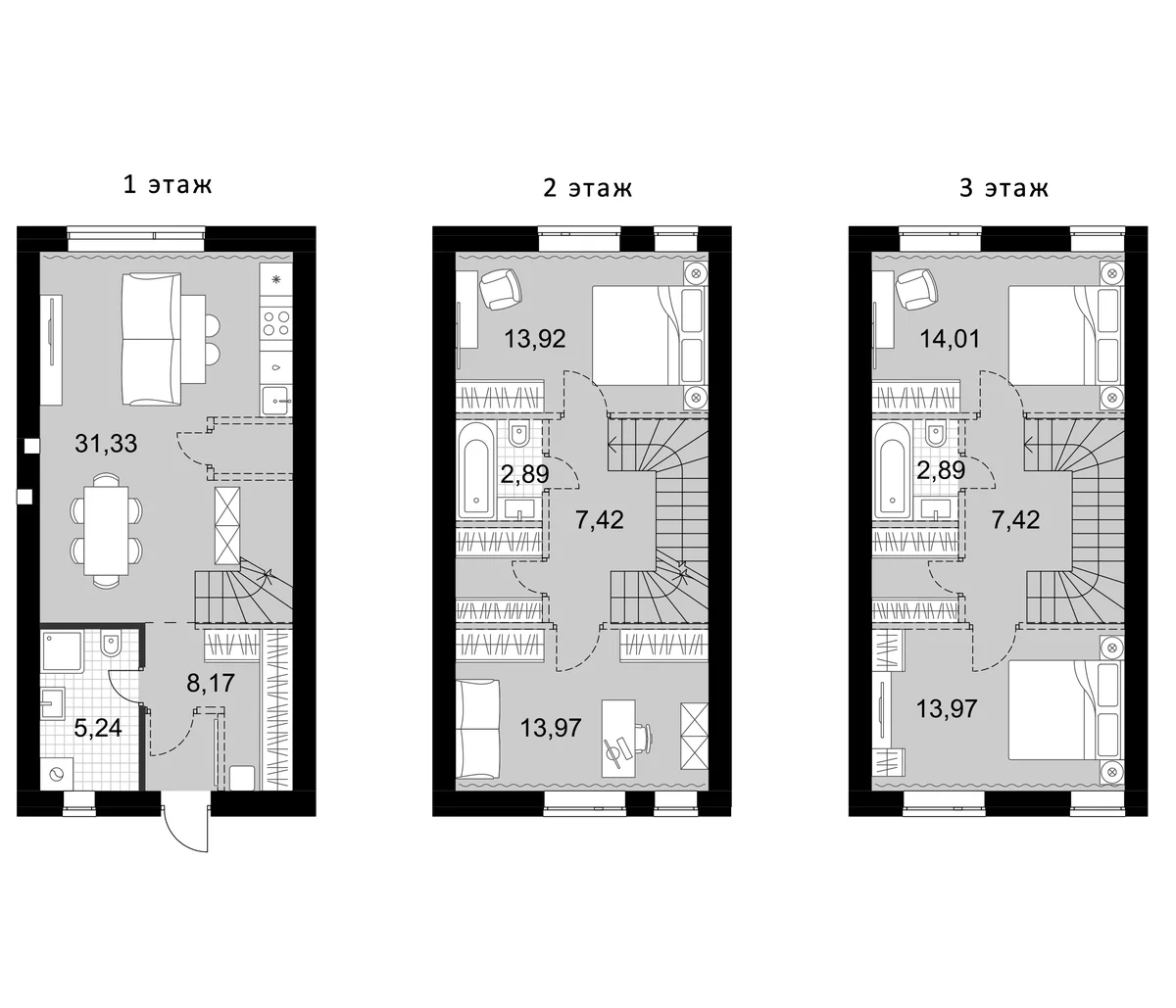 Планировка: Таунхаус 121,2 м² в ЖК «Жаворонки Клаб»