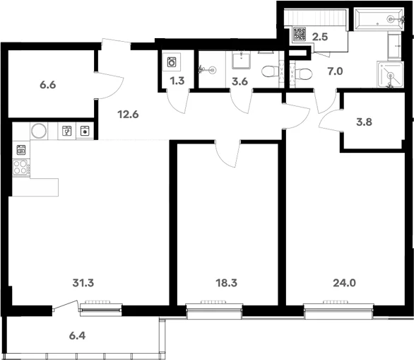 Планировка: Квартира 114,9 м² в ЖК «RIVER HOUSE Щелково»