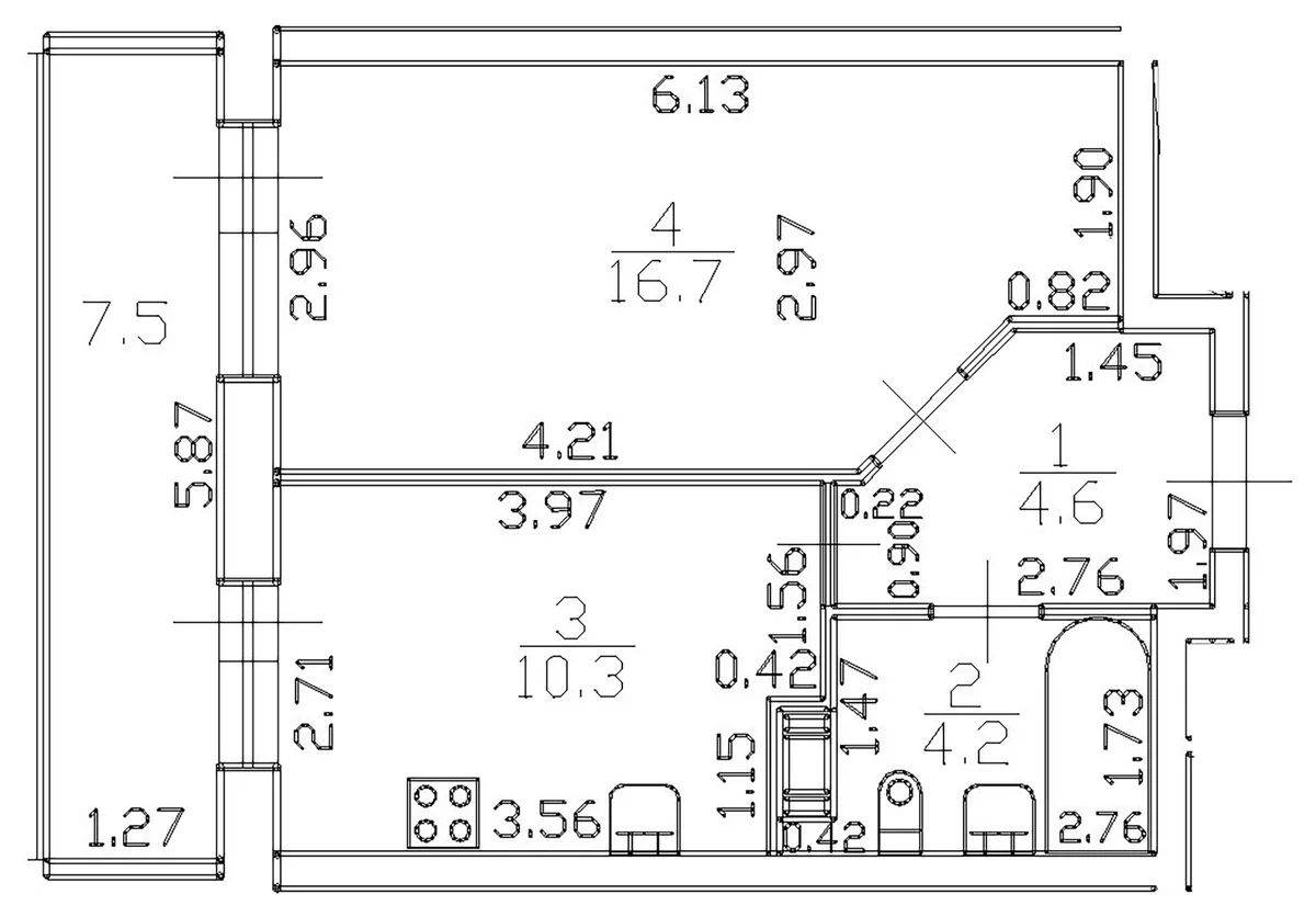 Планировка: 1-комнатная квартира 35,9 м² в ЖК «Можайский сквер»