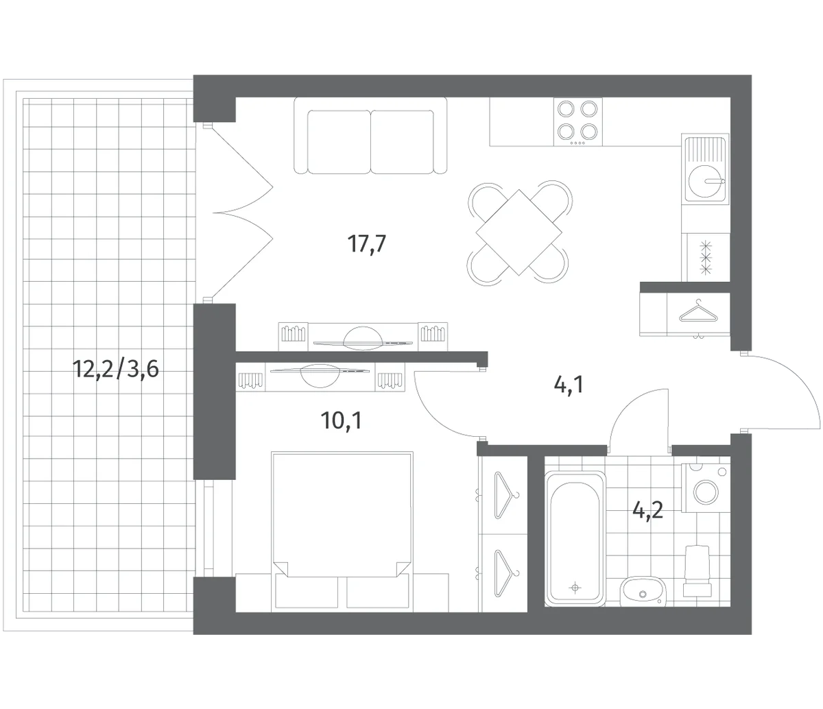 Планировка: Евродвушка 36,2 м² в ЖК «Новый Питер»