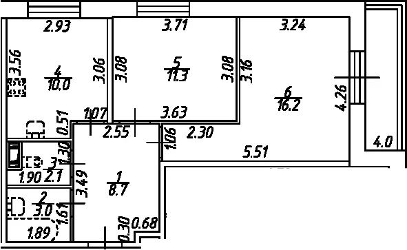 Планировка: 2-комнатная квартира 51,3 м² в ЖК «Рождественский квартал»