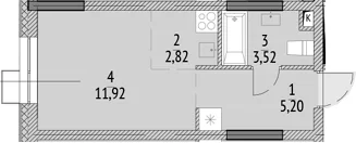 Планировка: Студия 23,5 м² в ЖК «N'ICE LOFT»