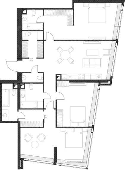 Планировка: Квартира 141,9 м² в ЖК «Дом Дау»