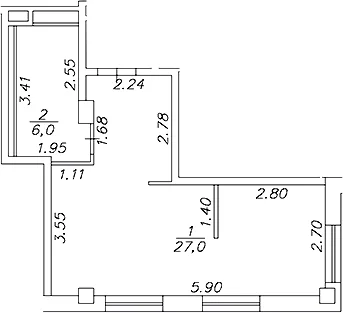 Планировка: Студия 33 м² в ЖК «Artel 17/52 (бывш. Глер)»