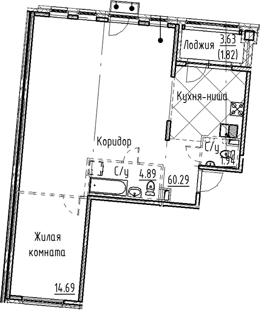 Планировка: Квартира 81,8 м² в ЖК «Кронфорт»