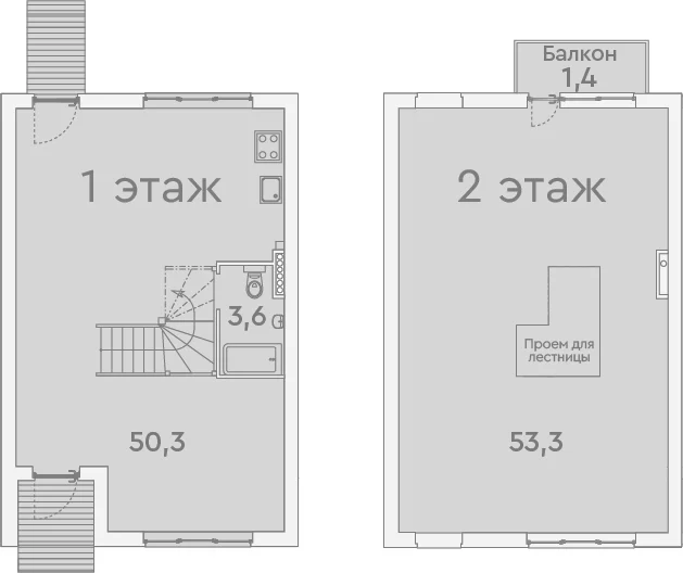 Планировка: Таунхаус 107,2 м² в ЖК «Квартал таунхаусов Таун Град»
