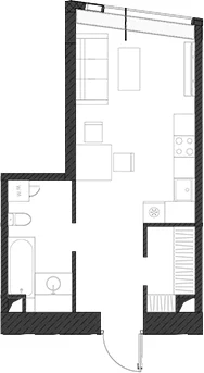 Планировка: Квартира 34,5 м² в ЖК «Дом Дау»