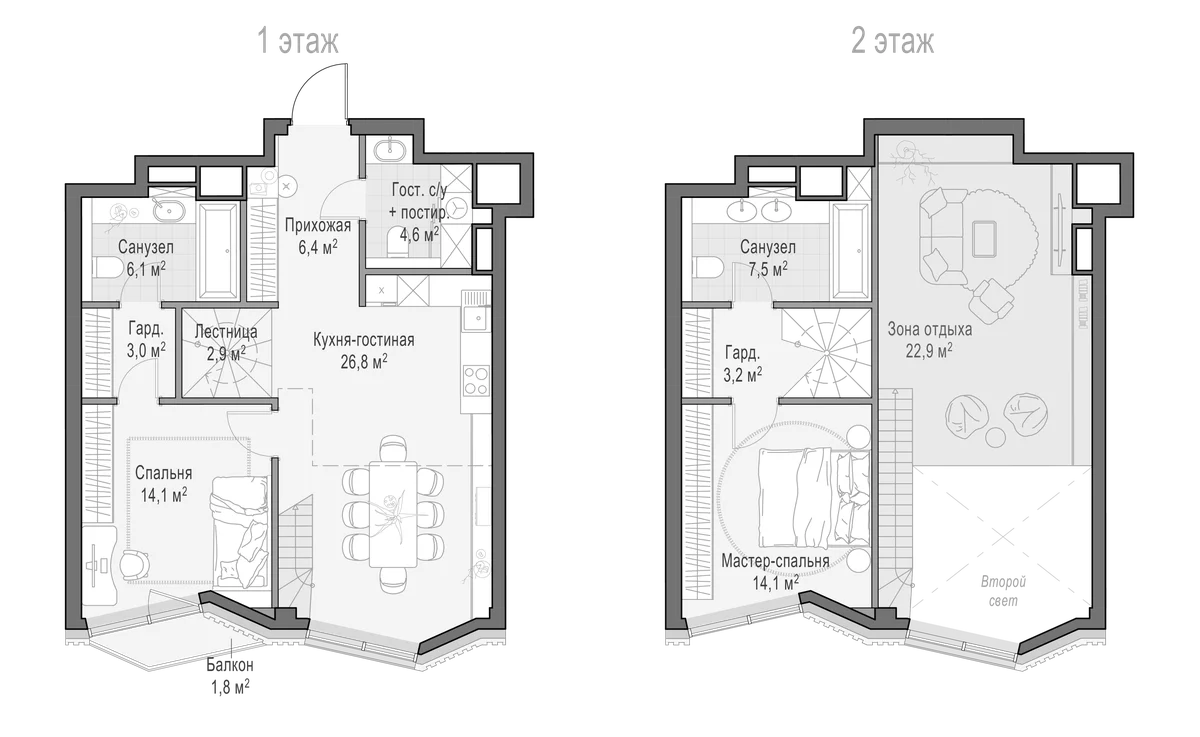 Планировка: Евротрёшка 88,2 м² в ЖК «Квартал Тишинский бульвар»
