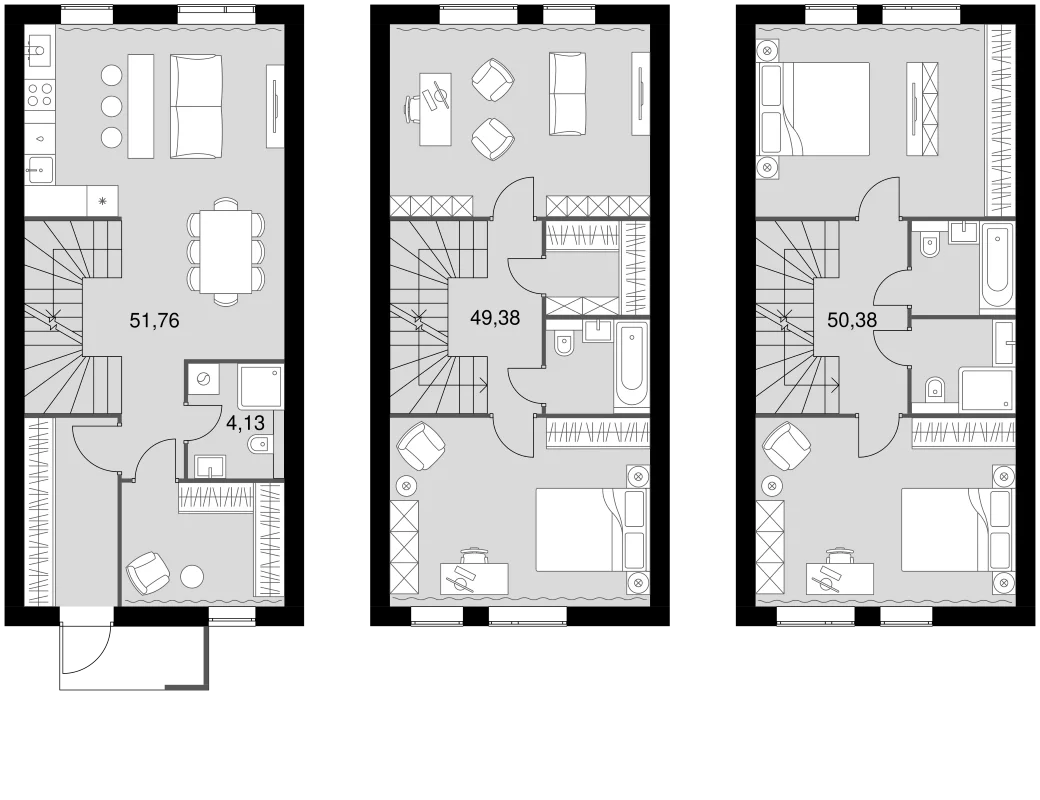 Планировка: Таунхаус 155,7 м² в ЖК «Мартемьяново Клаб»