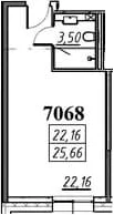 Планировка: Студия 25,7 м² в ЖК «Апарт-отель ЙЕС Приморский»