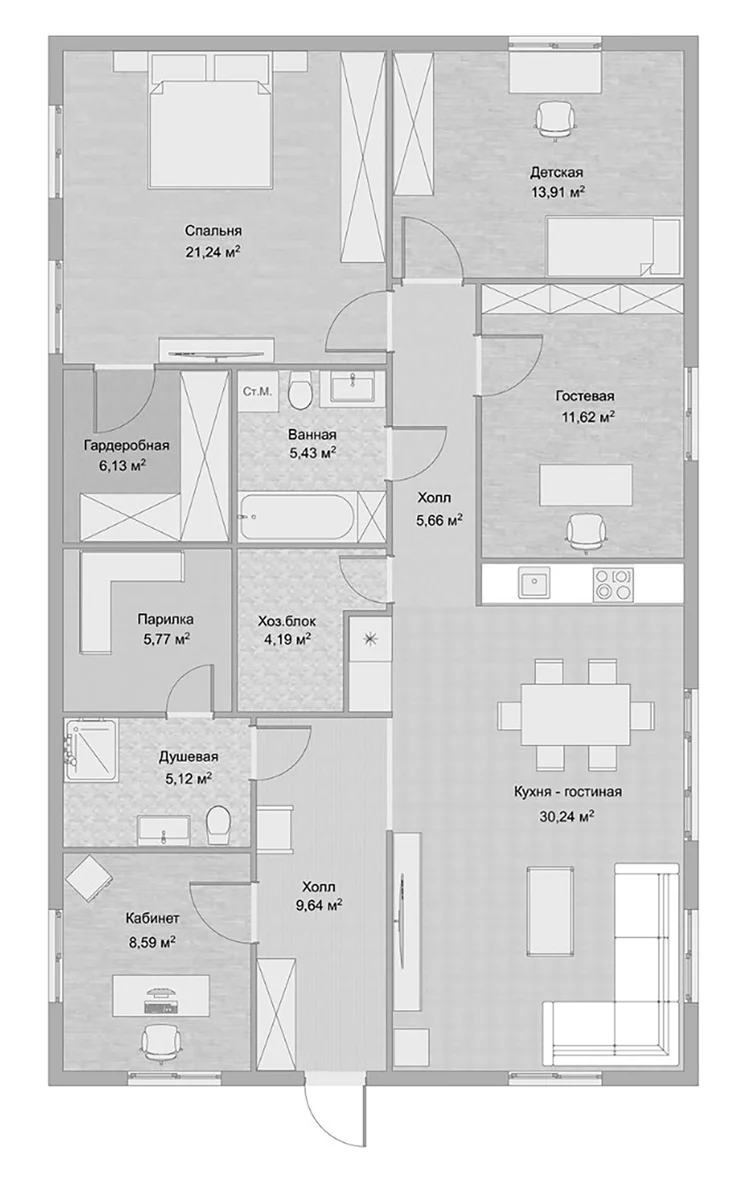 Планировка: Коттедж 130 м² в ЖК «Эко-поселок Островок счастья»