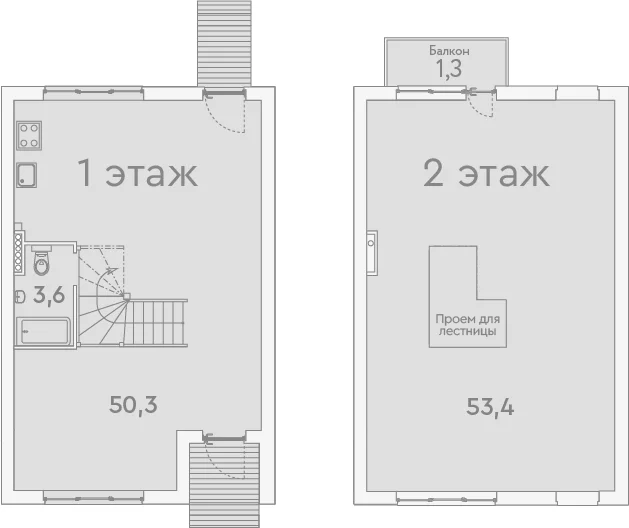 Планировка: Таунхаус 107,3 м² в ЖК «Квартал таунхаусов Таун Град»