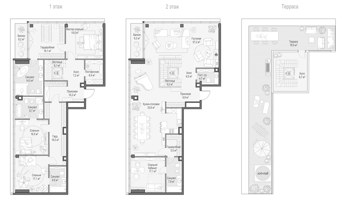 Планировка: Квартира евро-5 296,4 м² в ЖК «Клубный квартал Фрунзенский»