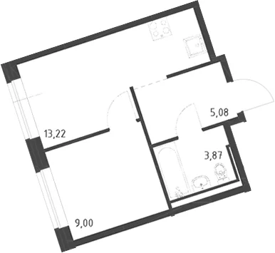 Планировка: 1-комнатная квартира 31,2 м² в ЖК «Живи! В Рыбацком»