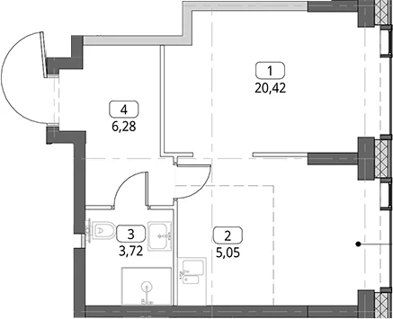 Планировка: Студия 35,5 м² в ЖК «СИТИДЗЕН»