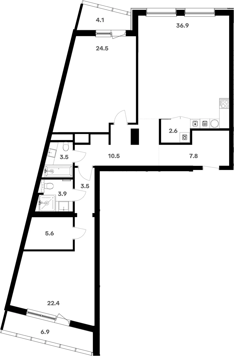 Планировка: Квартира 121,2 м² в ЖК «RIVER HOUSE Щелково»